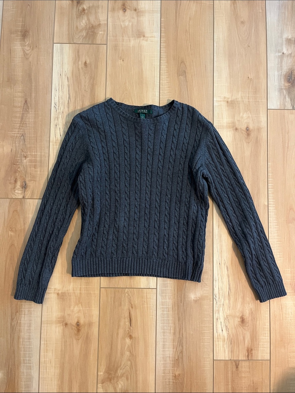 Lauren Ralph Lauren Dark Gray Cable-Knit Crewneck Sweater